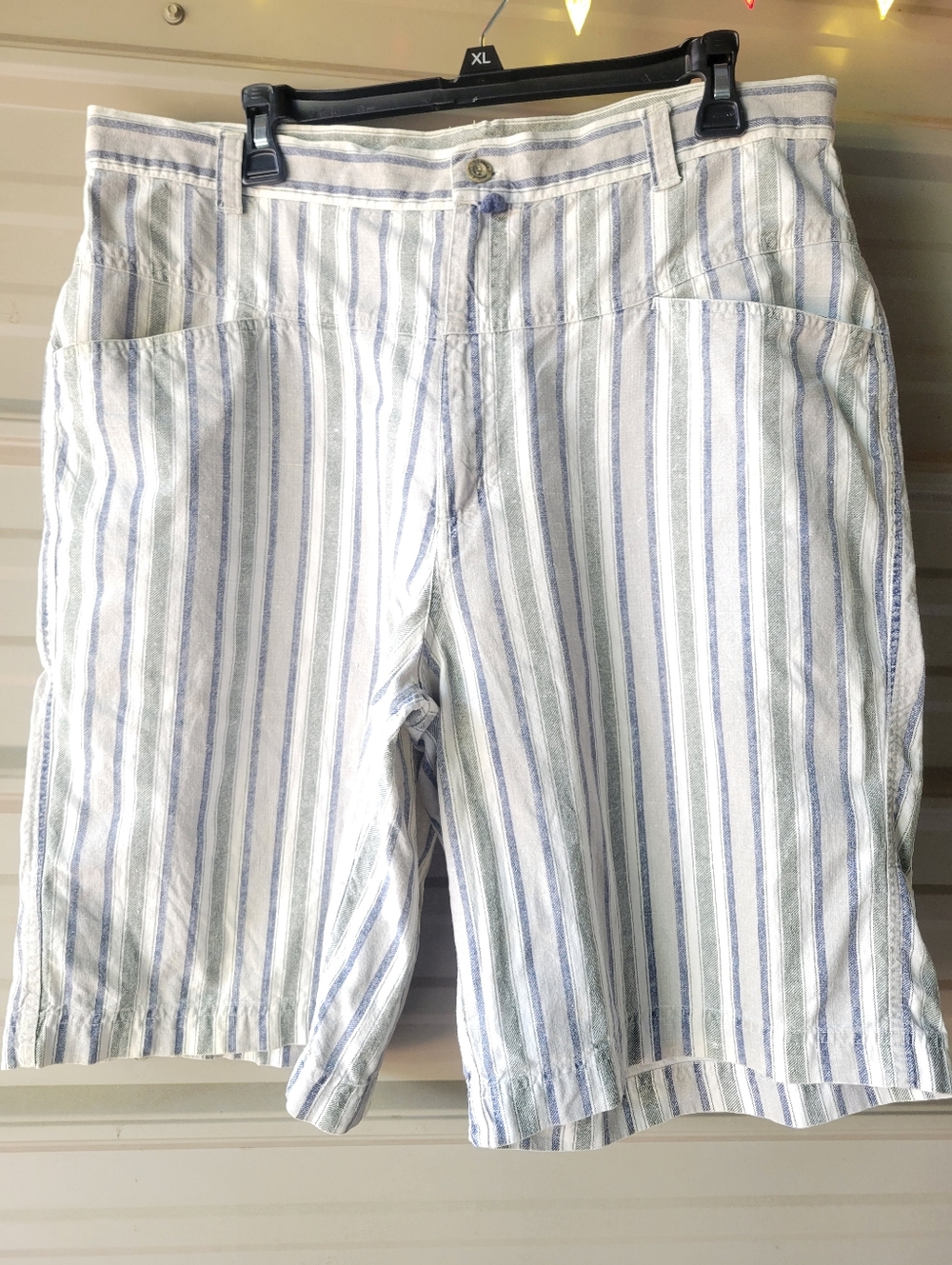 Vintage Gitano 80s Boyfriend White & Blue Stripe Casual Shorts
